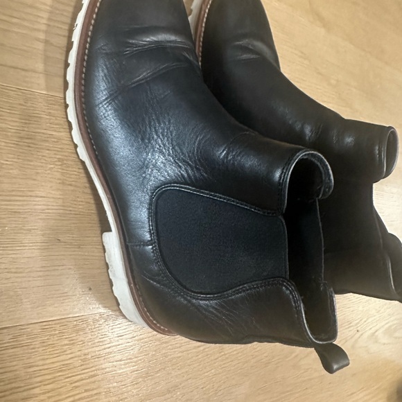 Black Ankle Boots with Elastic Panels and Pull Tab - Picture 3 of 3